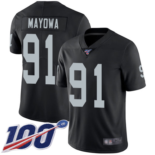 Men Oakland Raiders Limited Black Benson Mayowa Home Jersey NFL Football #91 100th Season Vapor Jersey